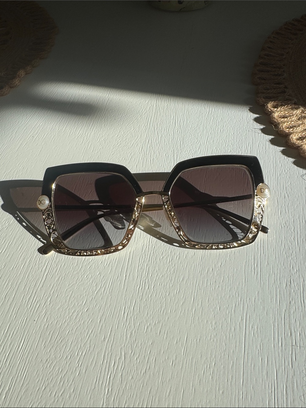 Dolce & Gabbana Black and Gold Square Sunglasses